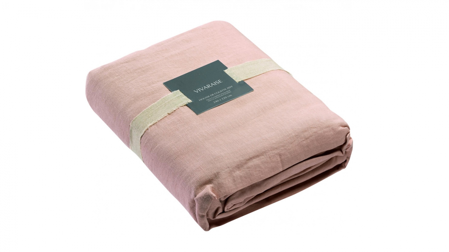 Housse de couette en lin bleu 260 x 240 cm - Zeff