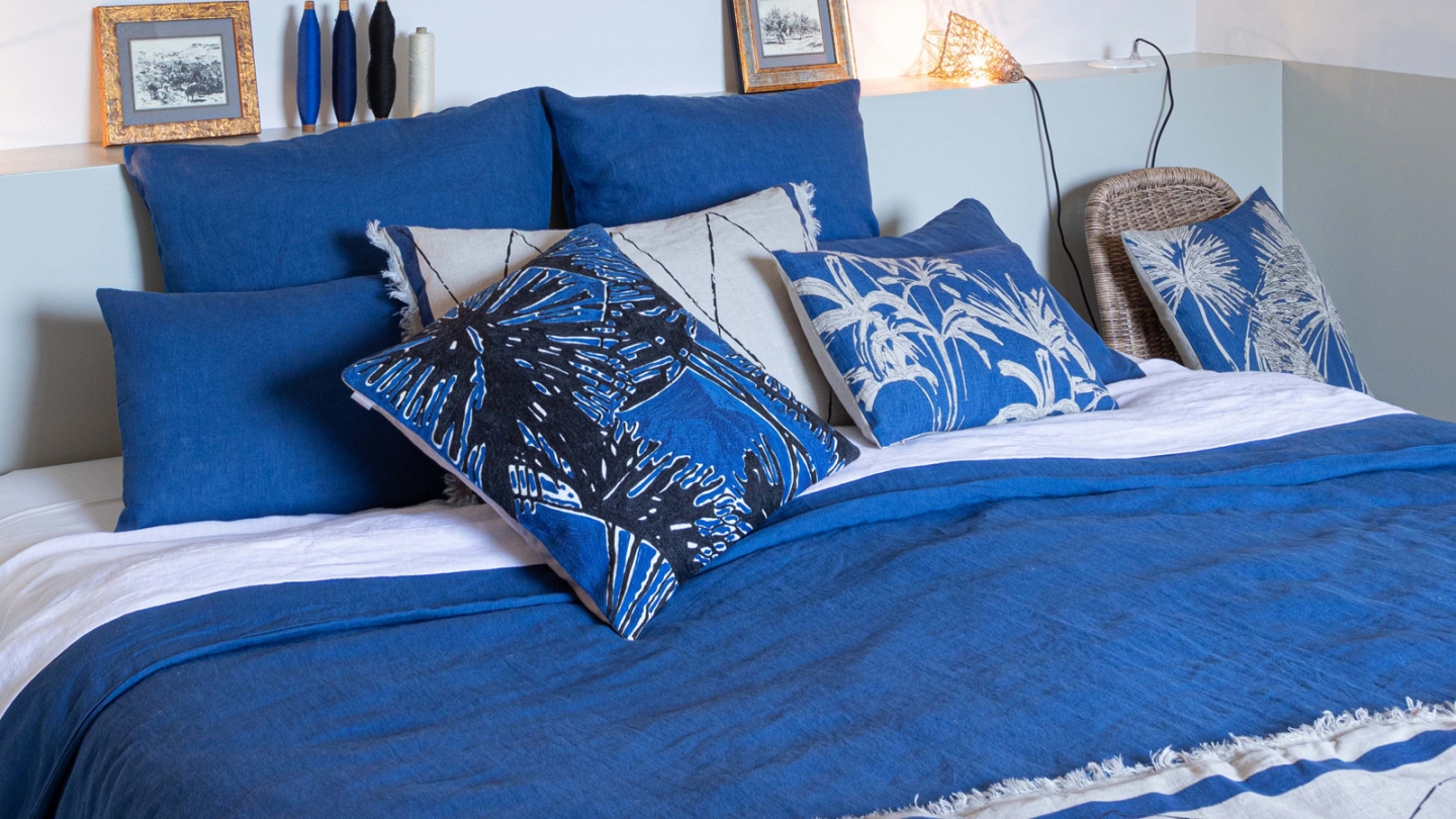 Housse de couette en lin Bleu 260 x 240 cm - Zeff Housse de couette en lin Bleu 260 x 240 cm - Zeff