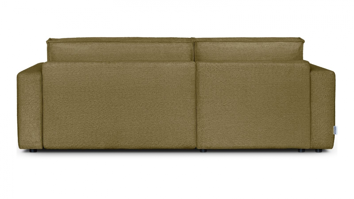 Canapé d'angle à gauche convertible 3 places en tissu bouclé jaune moutarde - Asti