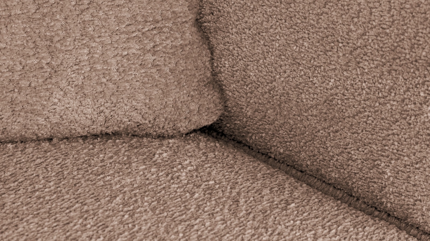 Canapé d'angle à gauche convertible 3 places en tissu bouclé rose poudré - Asti