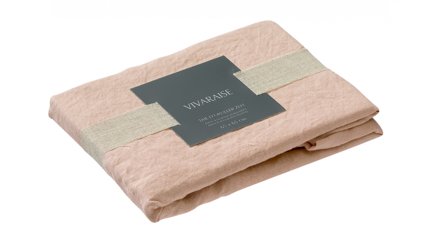 Lot de 2 Taies d'oreiller en lin Naturel 65 x 65 cm - Zeff Lot de 2 Taies d'oreiller en lin Naturel 65 x 65 cm - Zeff