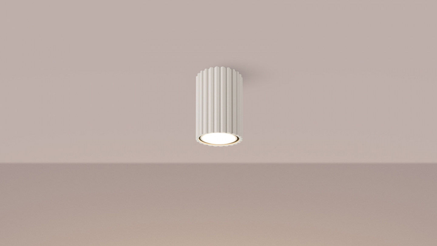 Plafonnier en aluminium cannelé 10 cm blanc - Karbon