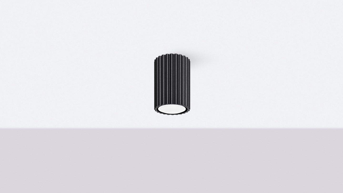 Plafonnier en aluminium cannelé 10 cm noir - Karbon