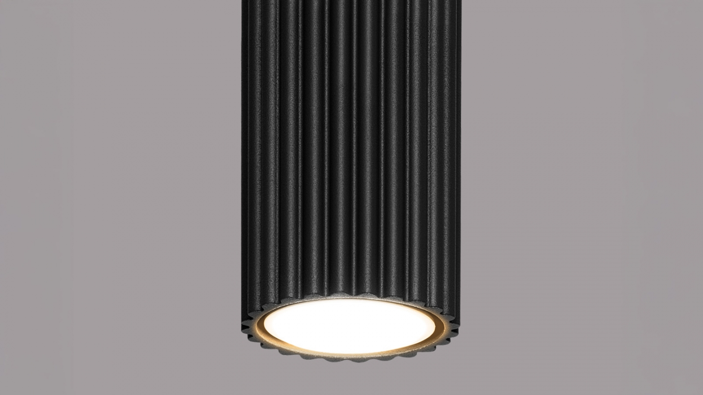 Plafonnier en aluminium cannelé 10 cm noir - Karbon