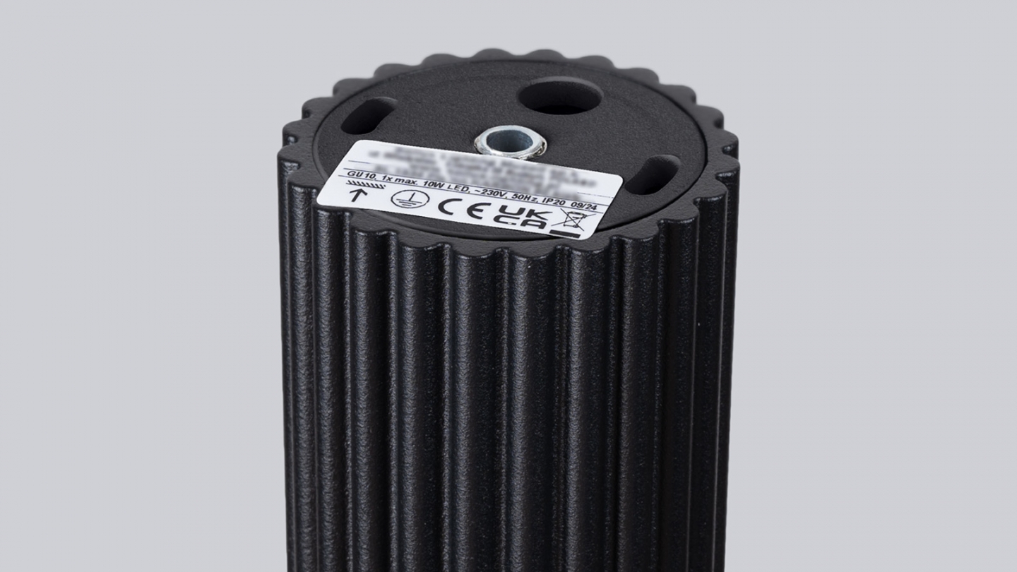 Plafonnier en aluminium cannelé 10 cm noir - Karbon