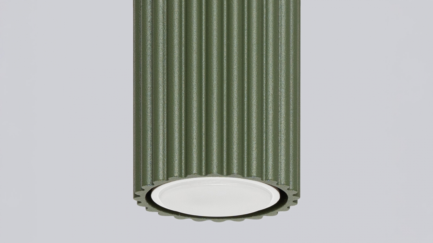 Plafonnier en aluminium cannelé 10 cm vert olive - Karbon