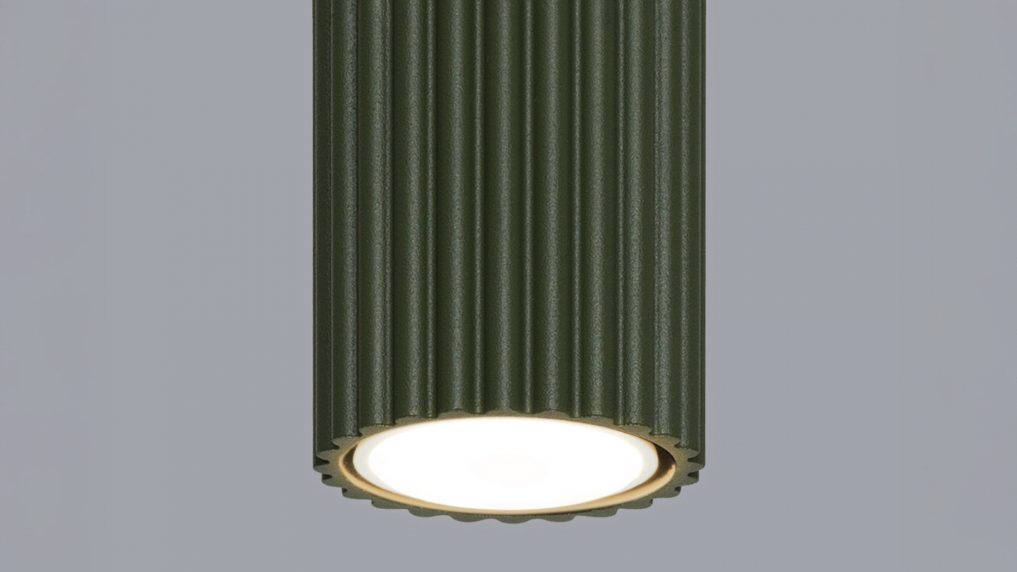 Plafonnier en aluminium cannelé 10 cm vert olive - Karbon
