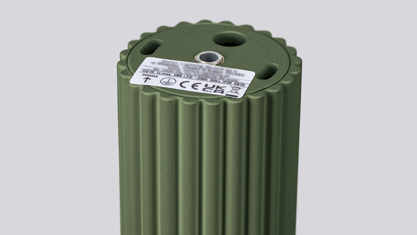 Plafonnier en aluminium cannelé 10 cm vert olive - Karbon