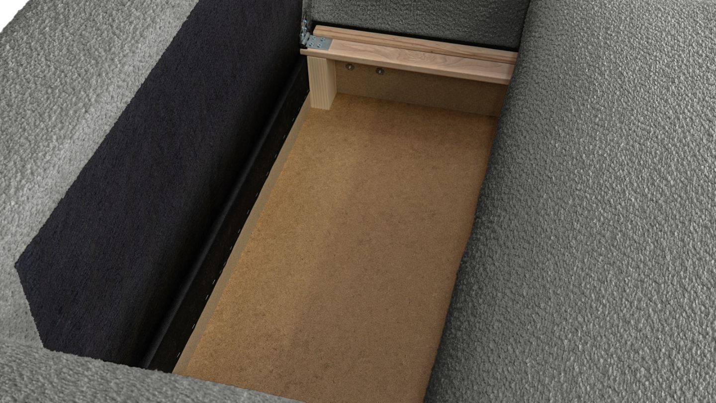 Canapé d'angle à droite convertible 3 places en tissu bouclé gris clair - Asti