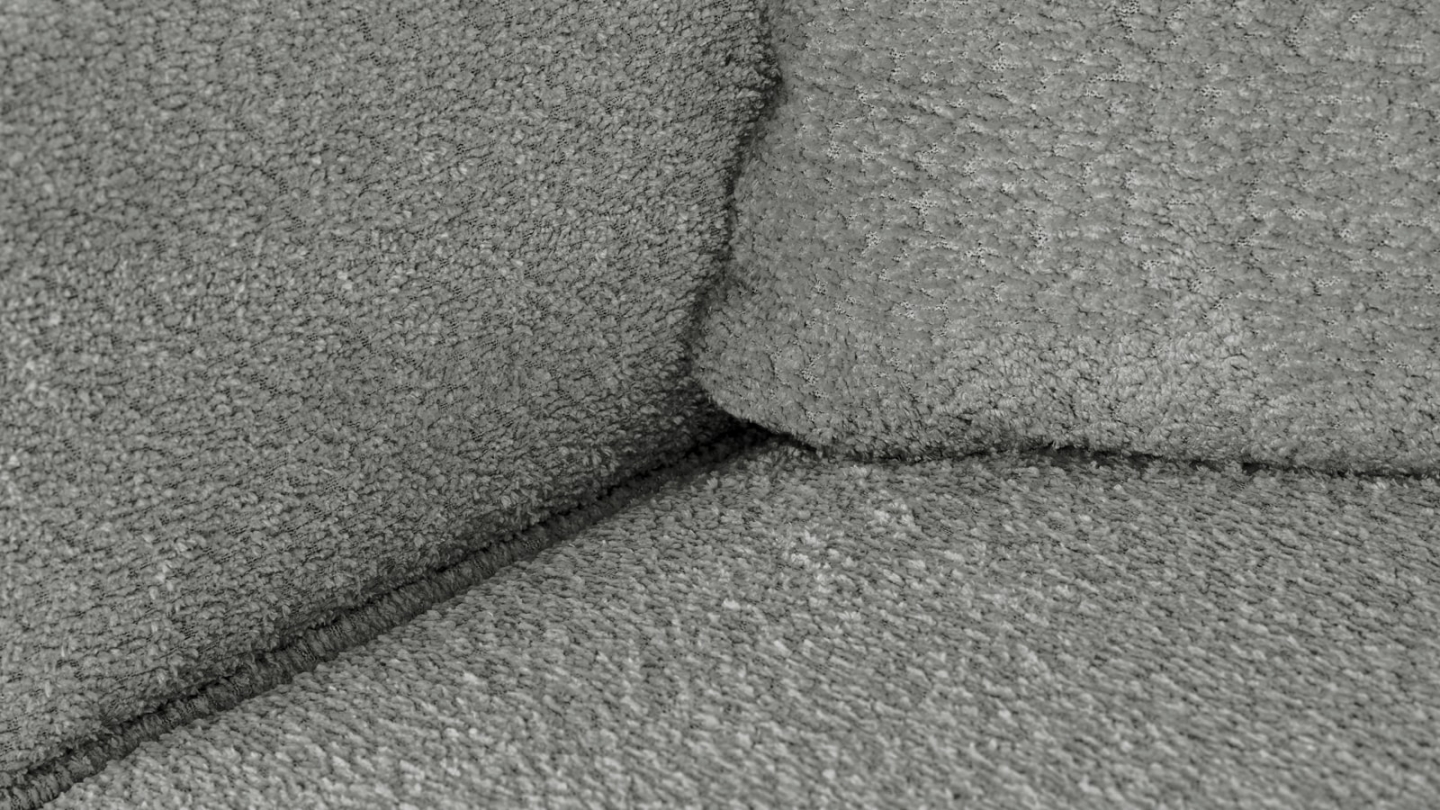 Canapé d'angle à droite convertible 3 places en tissu bouclé gris clair - Asti