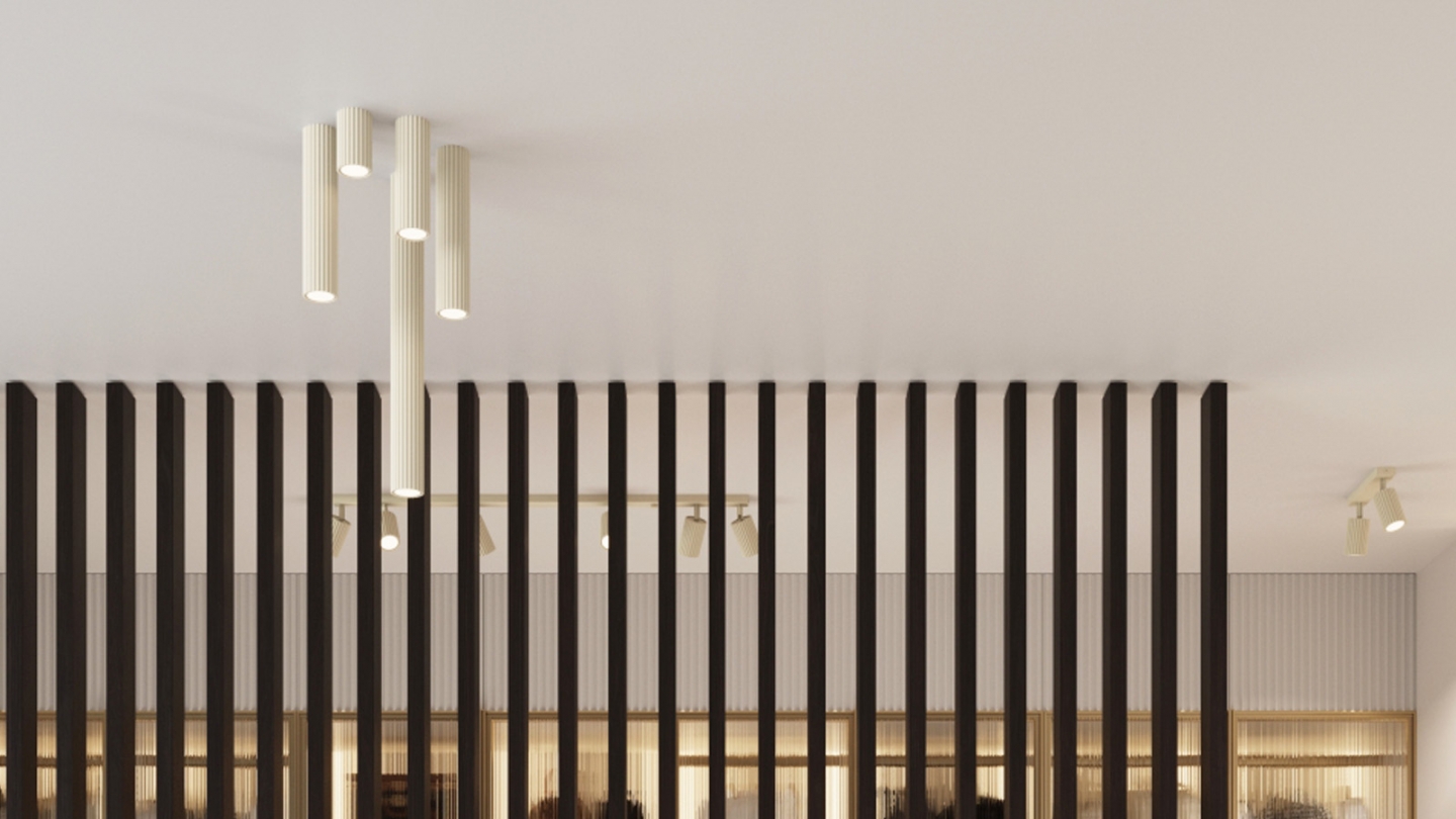 Plafonnier en aluminium cannelé 10 cm beige - Karbon