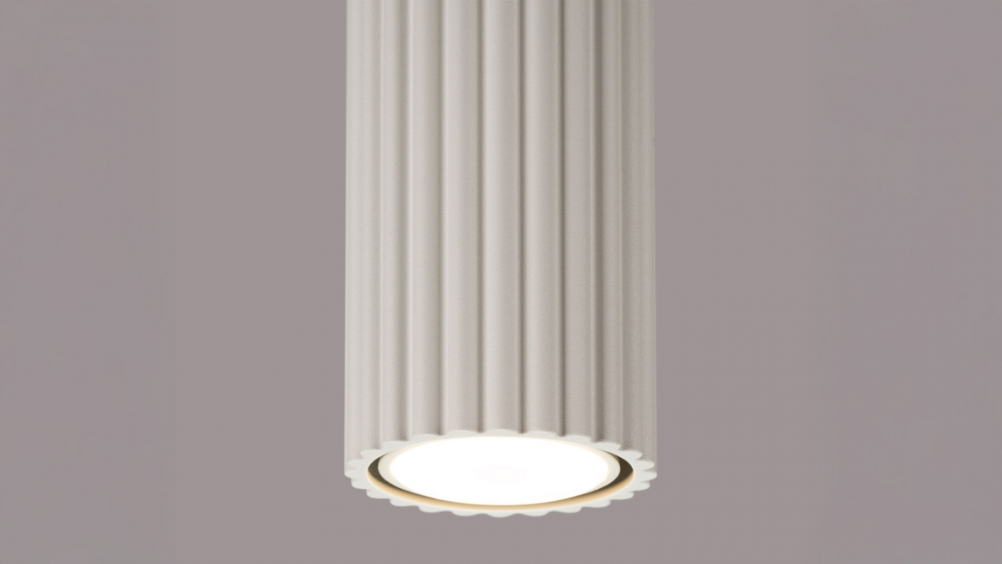 Plafonnier en aluminium cannelé 20 cm beige - Karbon Plafonnier en aluminium cannelé 20 cm beige - Karbon