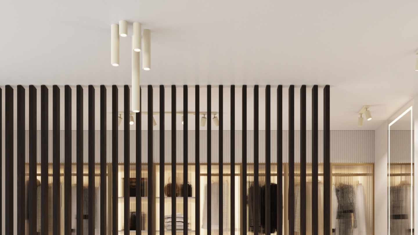 Plafonnier en aluminium cannelé 20 cm beige - Karbon Plafonnier en aluminium cannelé 20 cm beige - Karbon