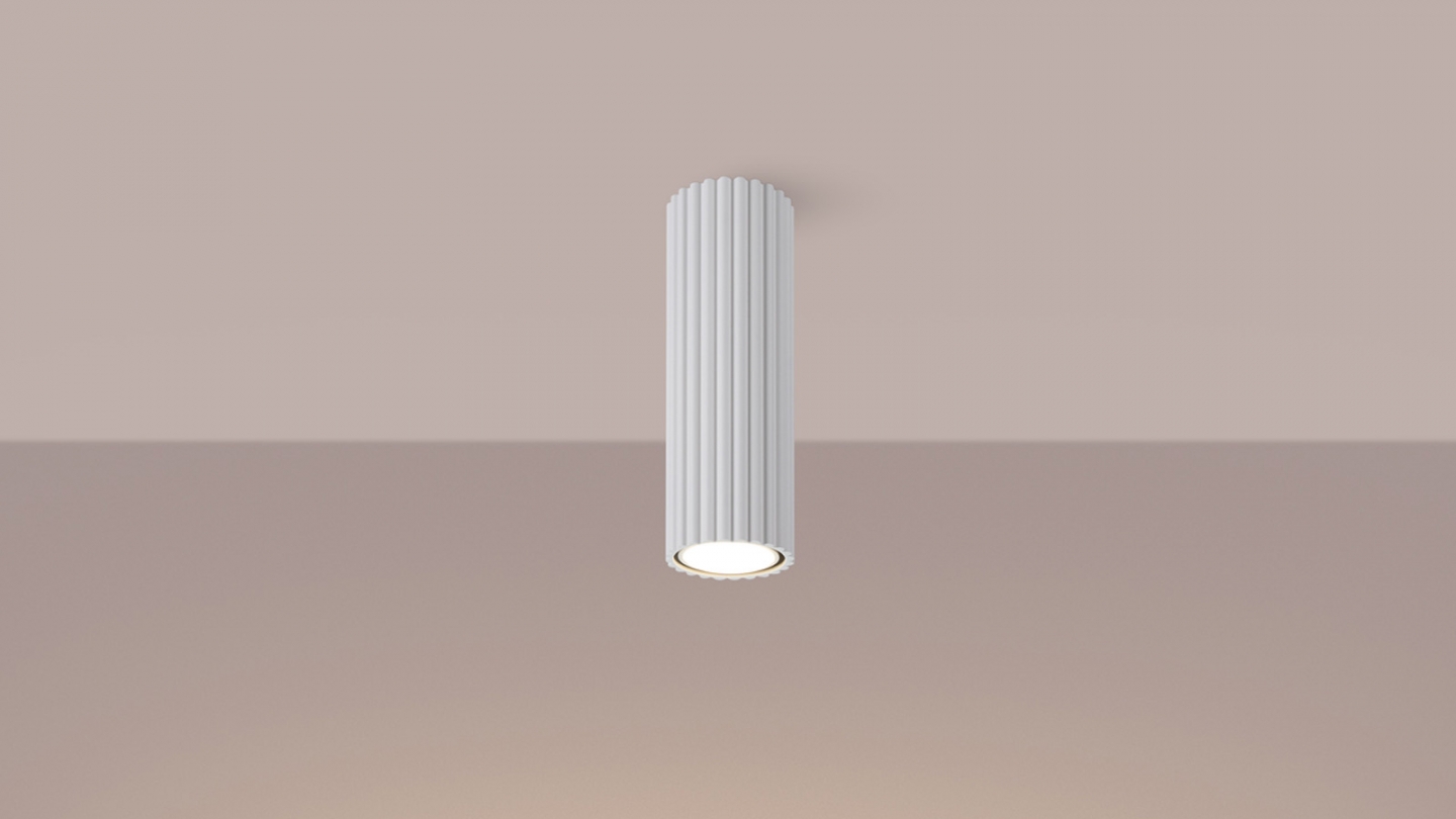 Plafonnier en aluminium cannelé 20 cm blanc - Karbon