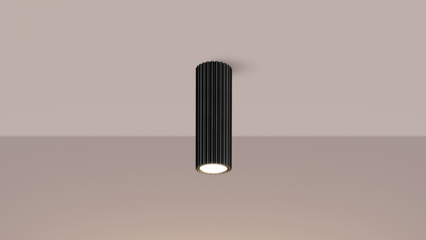 Plafonnier en aluminium cannelé 20 cm noir - Karbon Plafonnier en aluminium cannelé 20 cm noir - Karbon