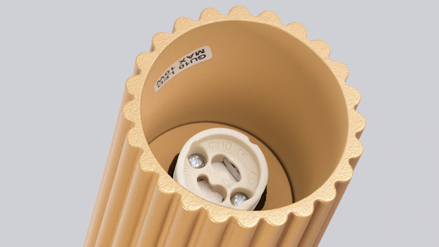 Plafonnier en aluminium cannelé 20 cm or - Karbon