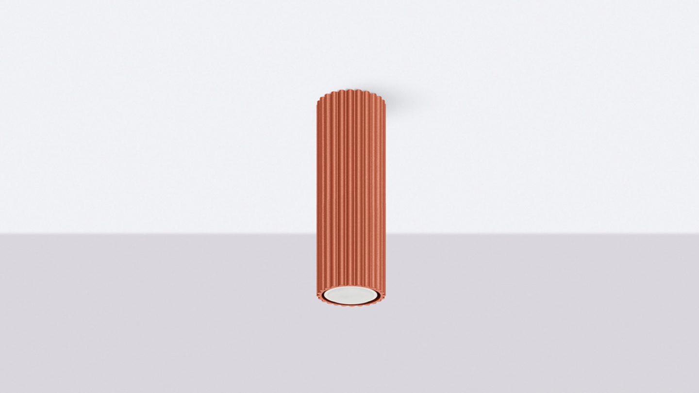 Plafonnier en aluminium cannelé 20 cm terracotta - Karbon