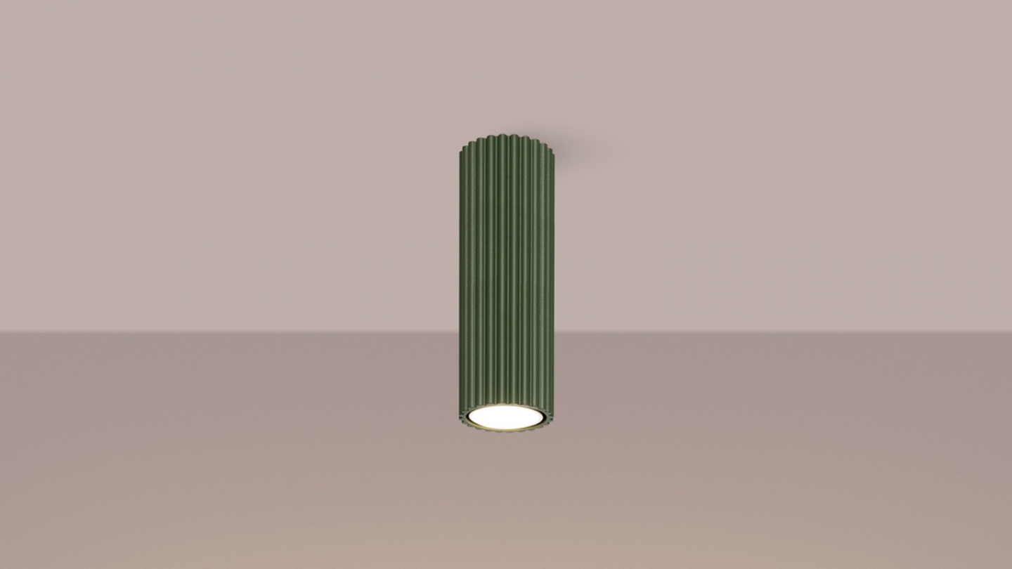 Plafonnier en aluminium cannelé 20 cm vert olive - Karbon Plafonnier en aluminium cannelé 20 cm vert olive - Karbon