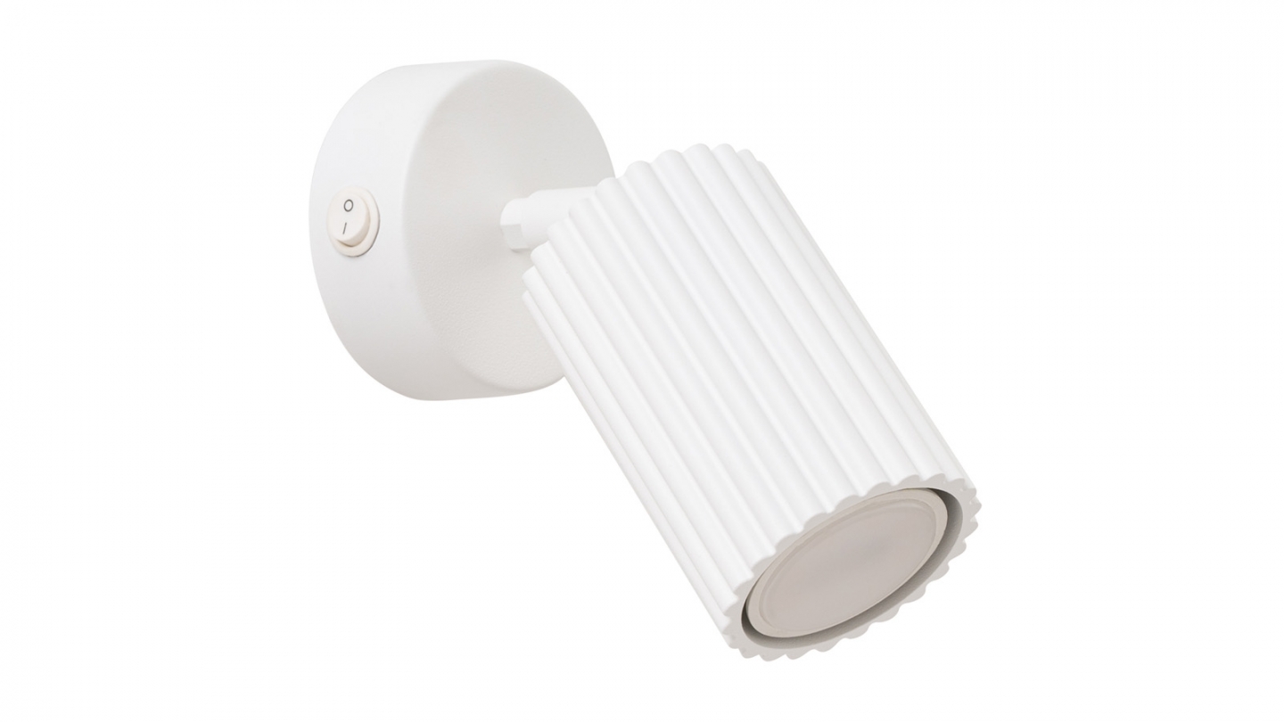 Applique en aluminium cannelé blanc avec interrupteur - Karbon