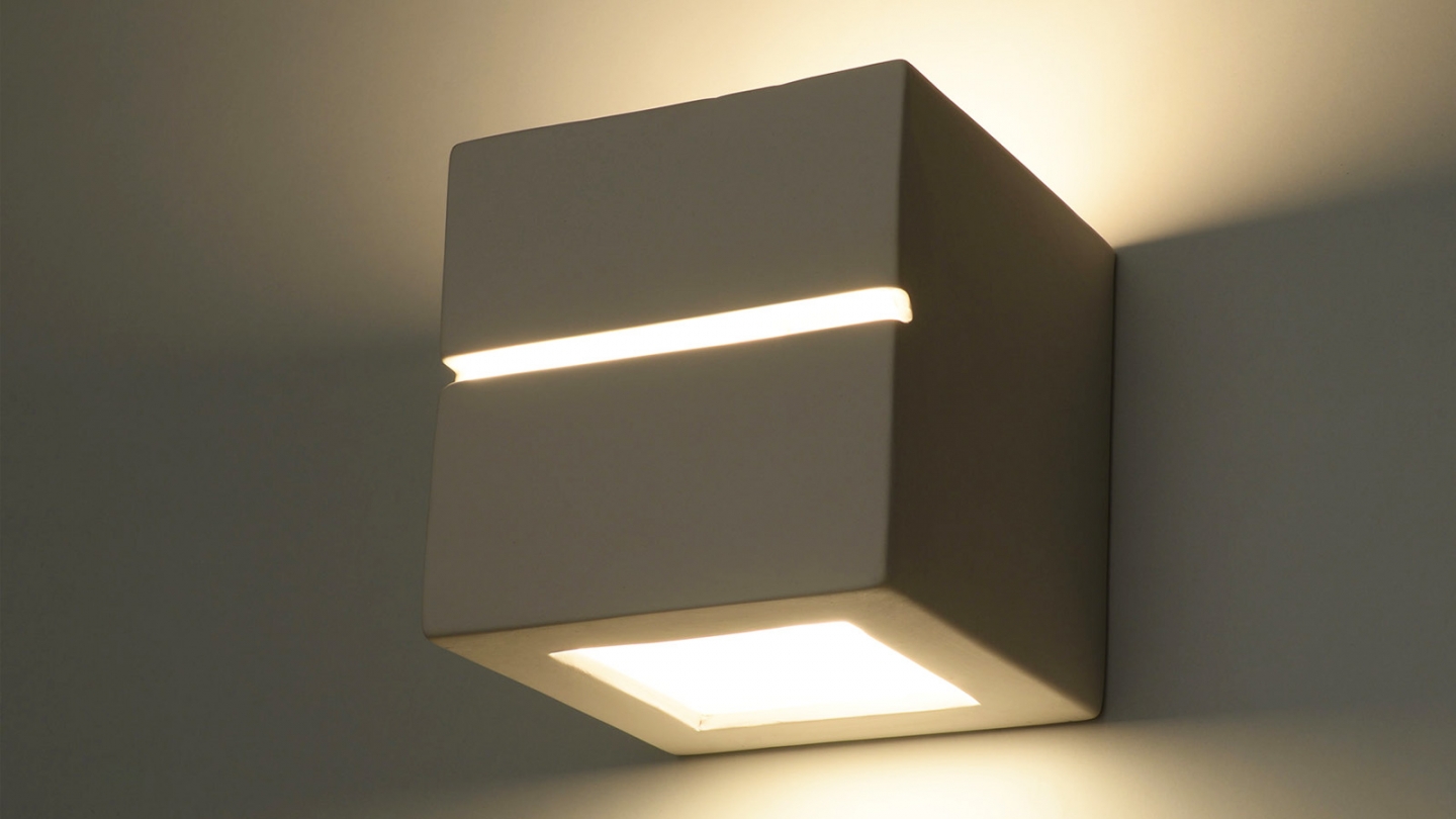 Applique cubique en céramique blanche - Leo