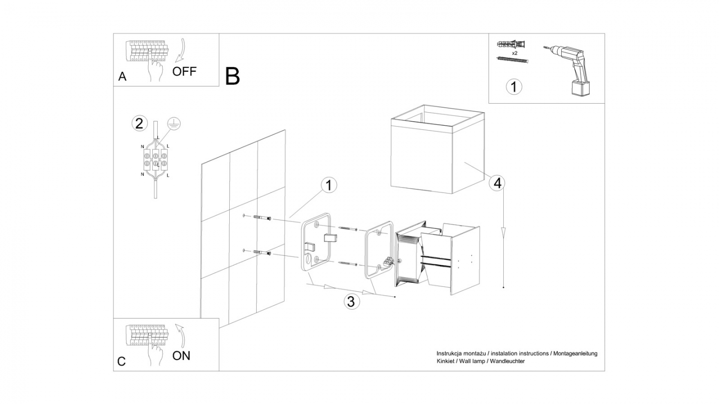Applique cubique pour l'extérieur en aluminium noir - Luca