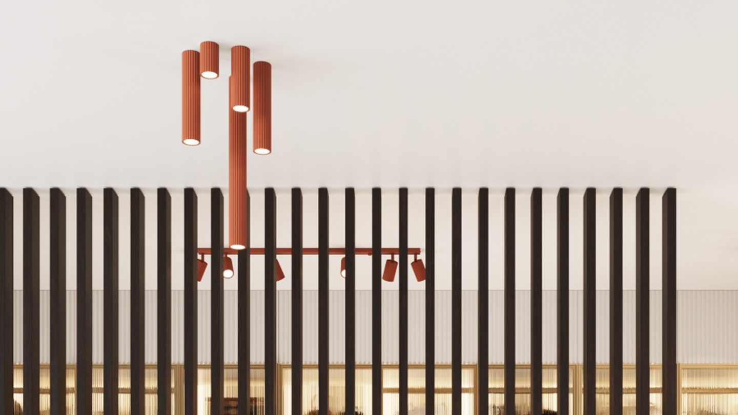 Plafonnier en aluminium cannelé 30 cm terracotta - Karbon Plafonnier en aluminium cannelé 30 cm terracotta - Karbon