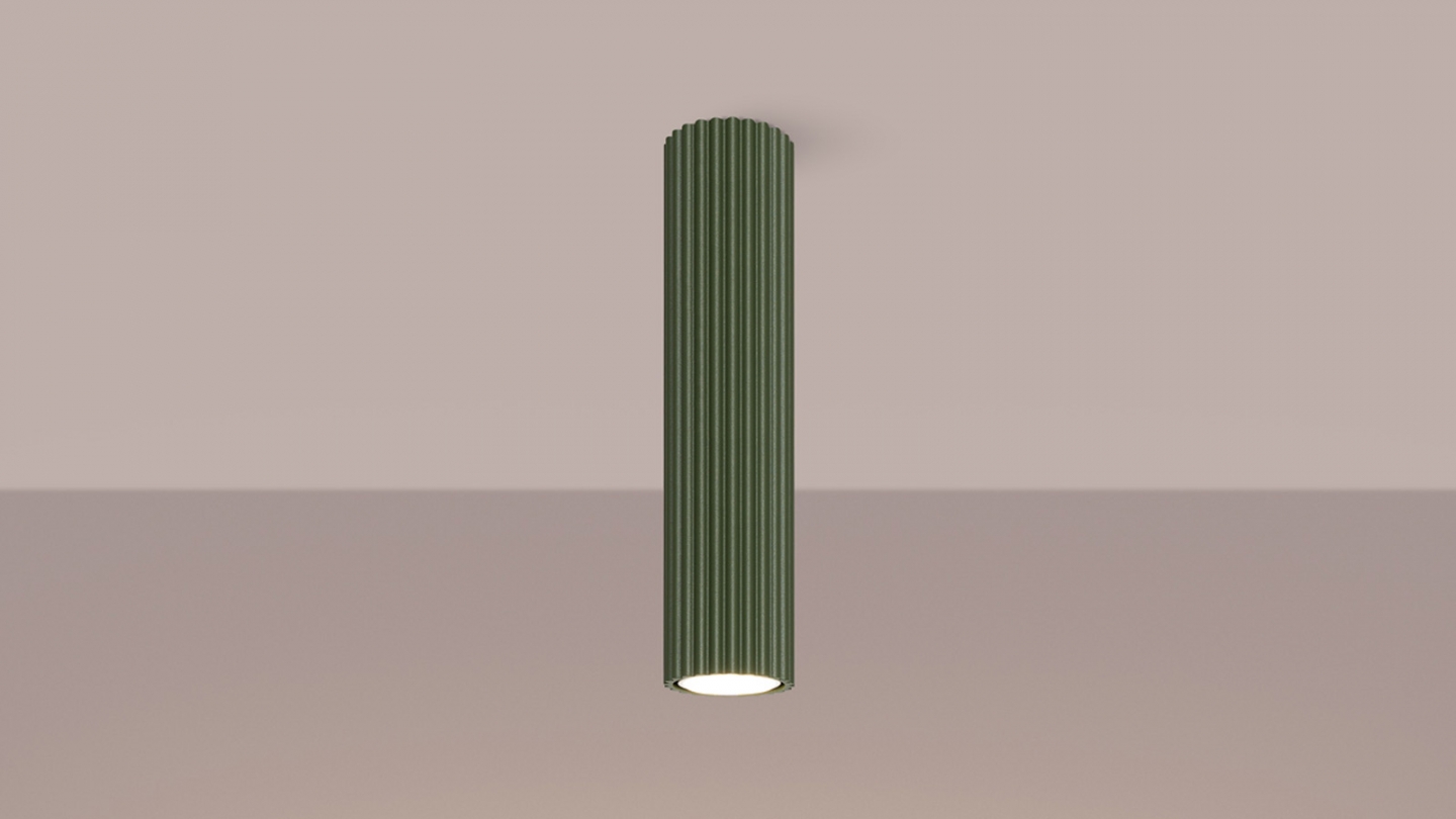 Plafonnier en aluminium cannelé 30 cm vert olive - Karbon Plafonnier en aluminium cannelé 30 cm vert olive - Karbon