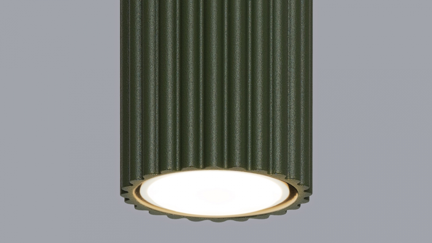 Plafonnier en aluminium cannelé 30 cm vert olive - Karbon Plafonnier en aluminium cannelé 30 cm vert olive - Karbon