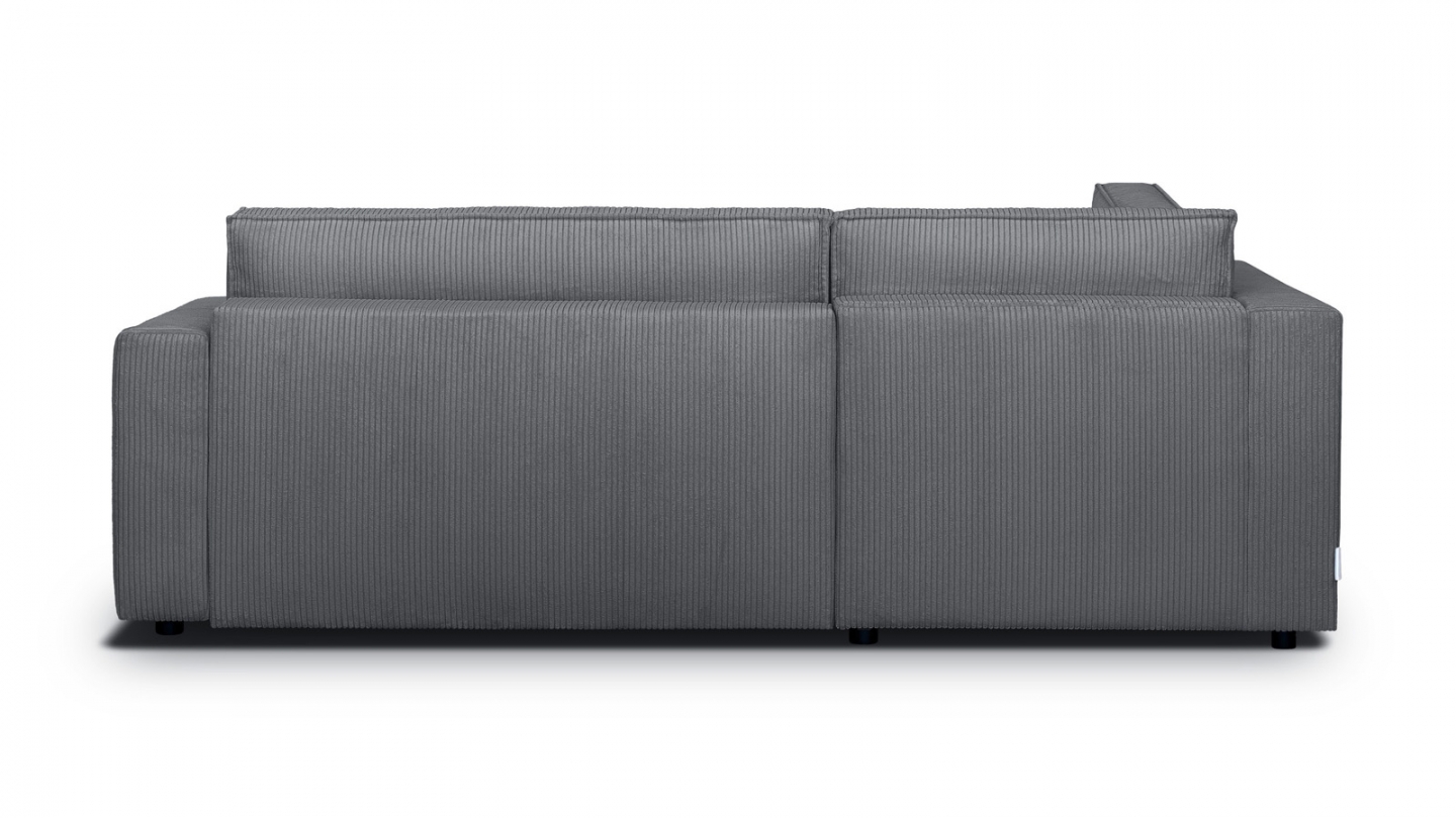 Canapé d'angle ouvert à gauche convertible 3 places en velours côtelé gris anthracite - Emma
