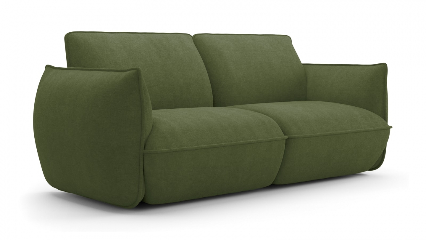 Canapé 3 places en tissu chenille vert olive - Lidia