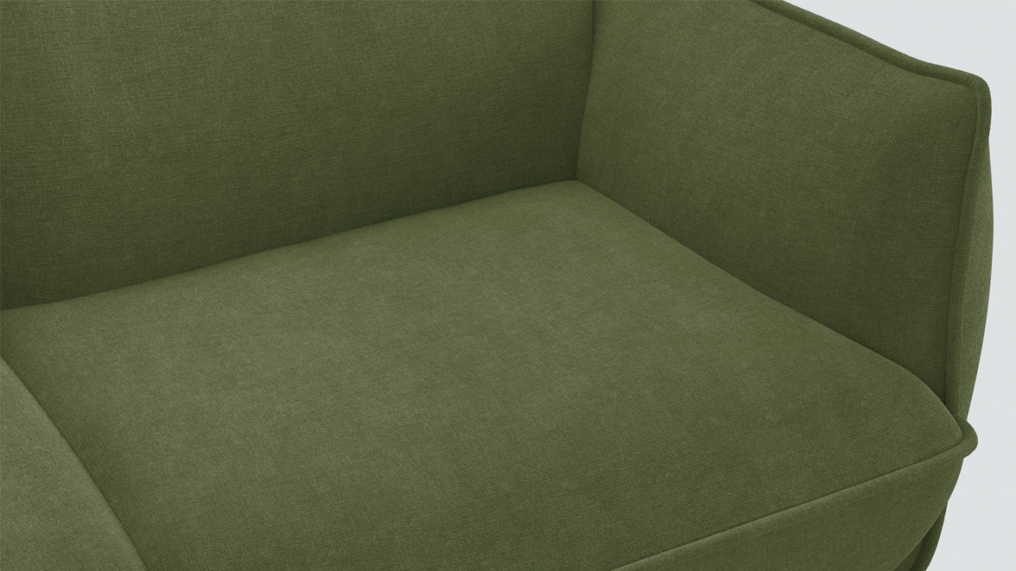 Canapé 3 places en tissu chenille vert olive - Lidia