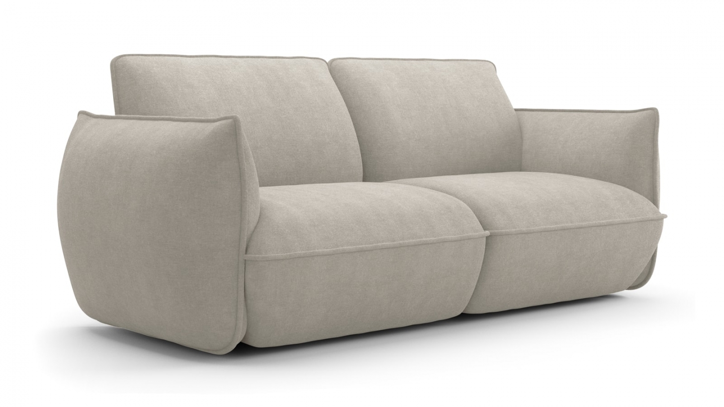 Canapé 3 places en tissu chenille beige - Lidia