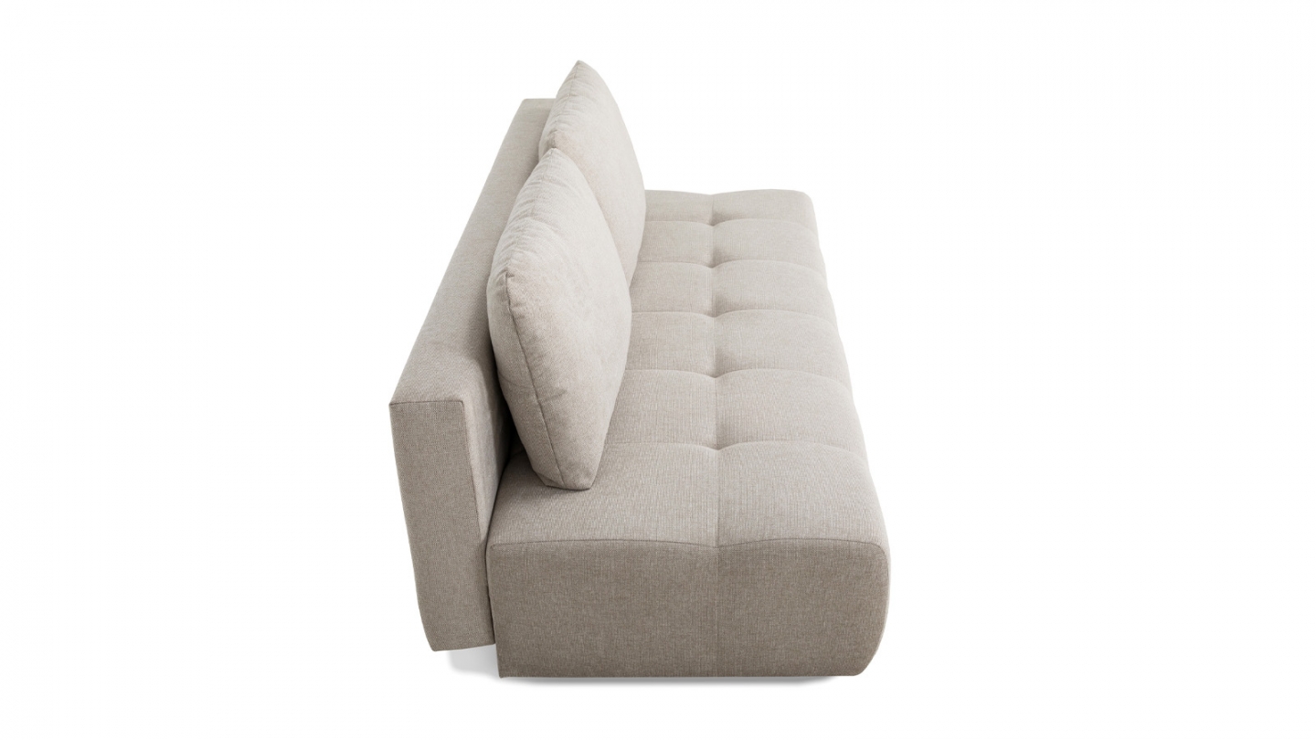 Canapé convertible 3 places en tissu beige - Sacha