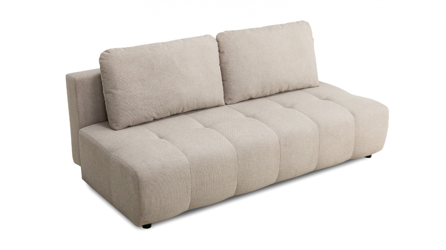 Canapé convertible 3 places en tissu beige - Sacha