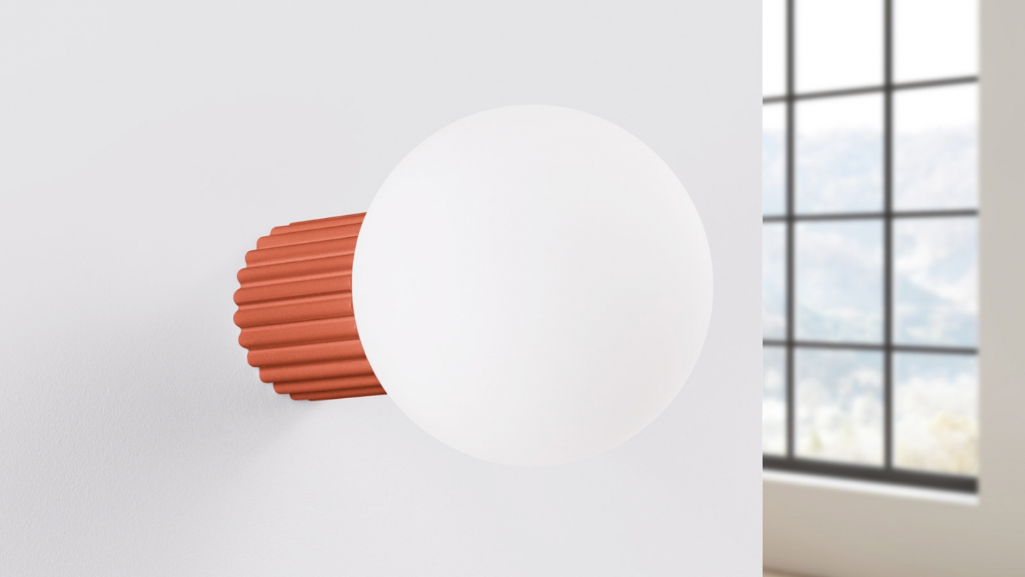 Applique en aluminium cannelé terracotta - Halo