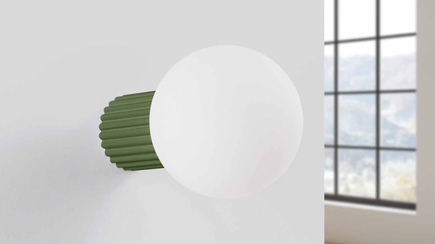Applique en aluminium cannelé vert olive - Halo