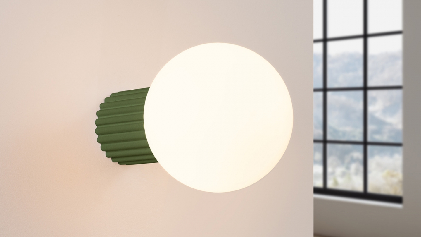 Applique en aluminium cannelé vert olive - Halo