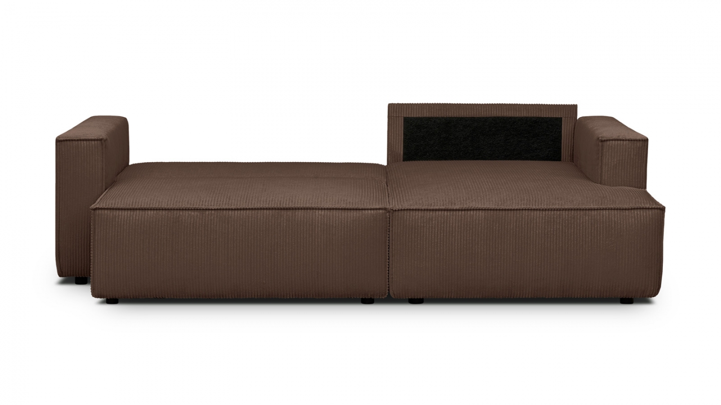 Canapé d'angle à droite convertible 3 places en velours côtelé marron - Asti Canapé d'angle à droite convertible 3 places en velours côtelé marron - Asti