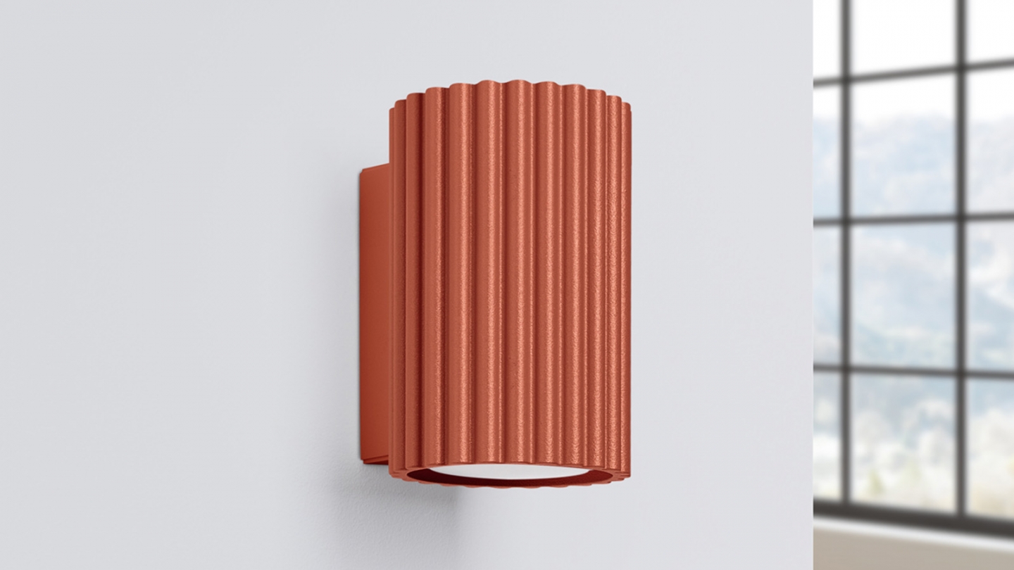 Applique en aluminium cannelé 10 cm terracotta - Karbon