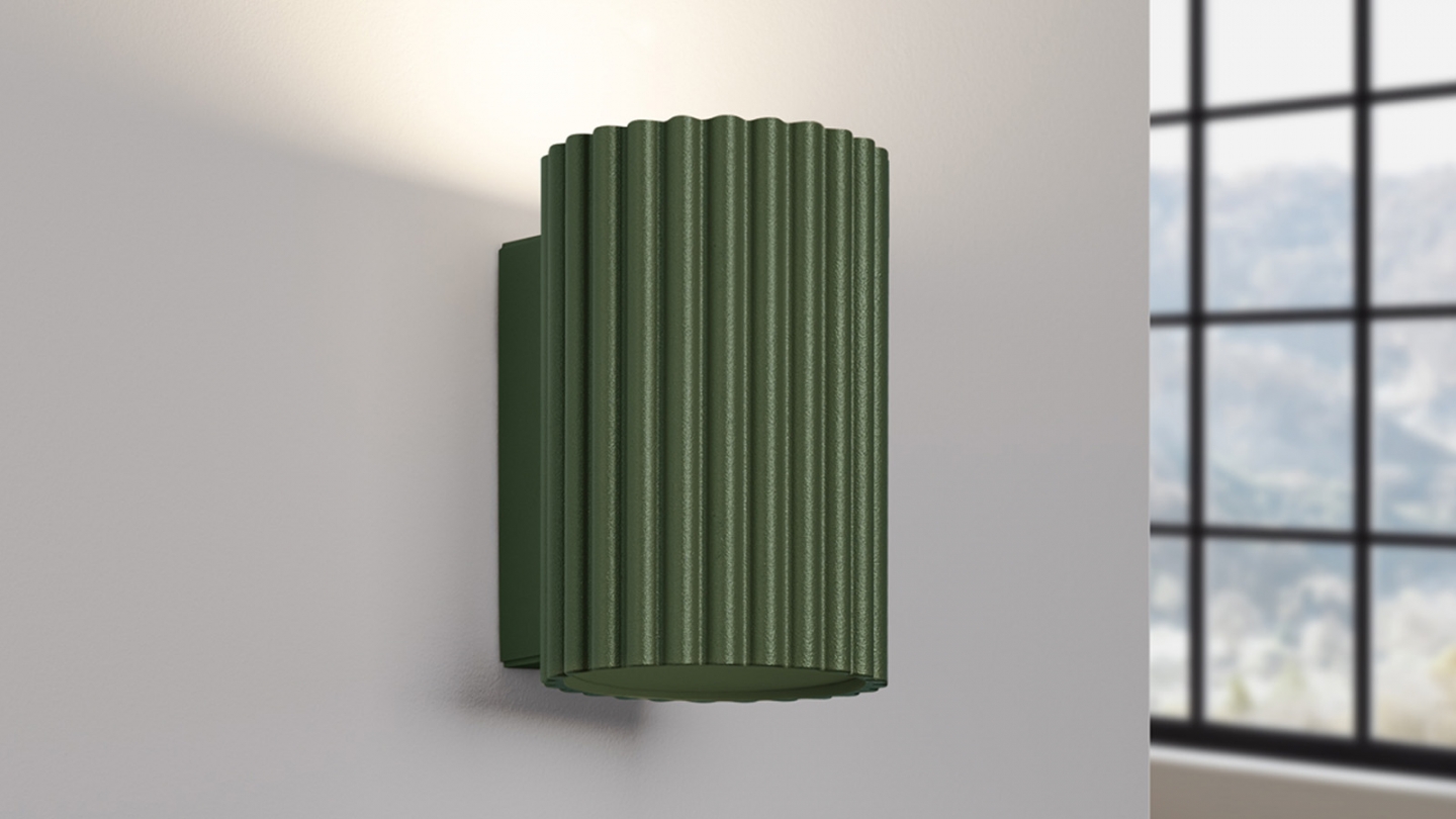 Applique en aluminium cannelé 10 cm vert olive - Karbon