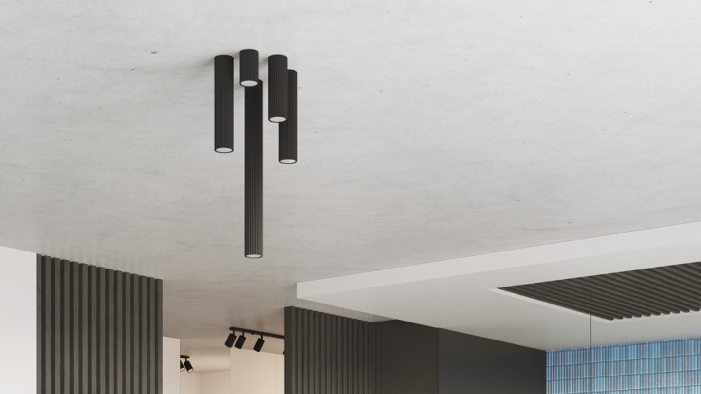 Plafonnier en aluminium cannelé 40 cm noir - Karbon Plafonnier en aluminium cannelé 40 cm noir - Karbon