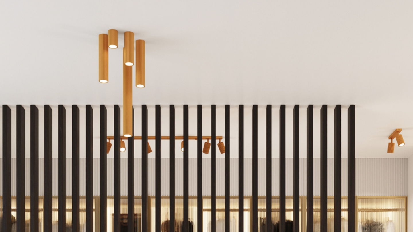 Plafonnier en aluminium cannelé 40 cm or - Karbon Plafonnier en aluminium cannelé 40 cm or - Karbon