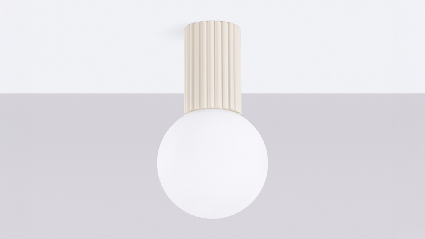 Plafonnier en aluminium cannelé beige - Halo