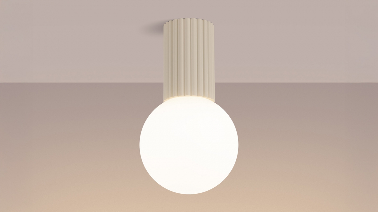 Plafonnier en aluminium cannelé beige - Halo