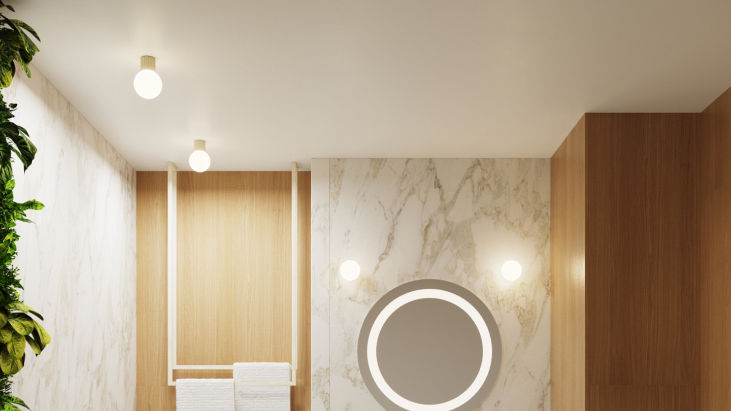 Plafonnier en aluminium cannelé beige - Halo