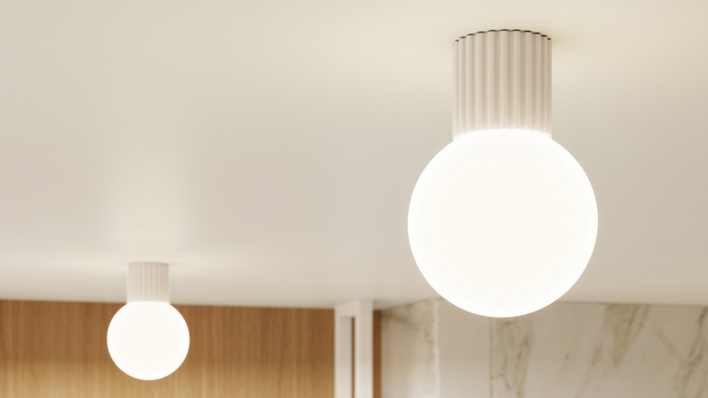 Plafonnier en aluminium cannelé beige - Halo