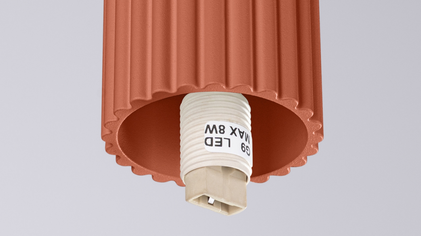 Plafonnier en aluminium cannelé terracotta - Halo