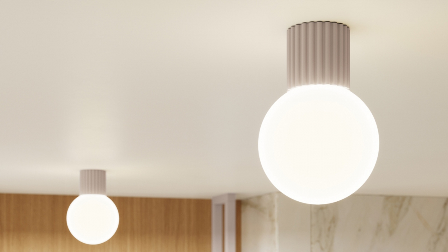 Plafonnier en aluminium cannelé taupe - Halo