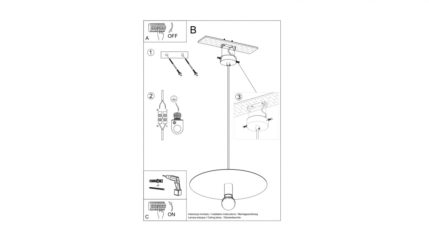 Suspension en métal blanc 40 cm - Flavio