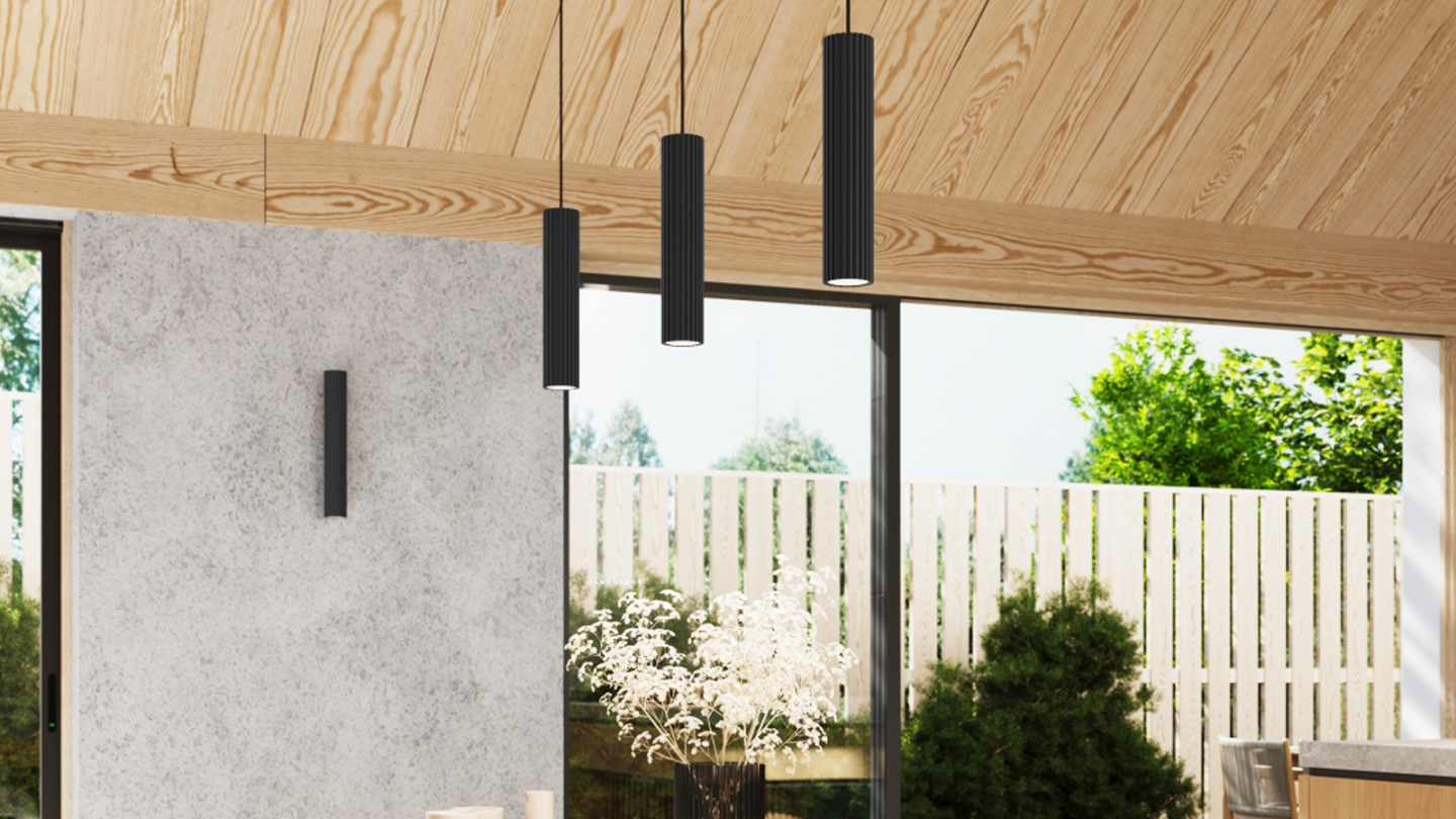 Applique en aluminium cannelé 20 cm noir - Karbon